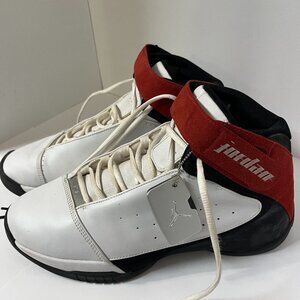 Nike Air Jordan Team Strong White Black Red Men’s Size 12 Mid Top Shoes